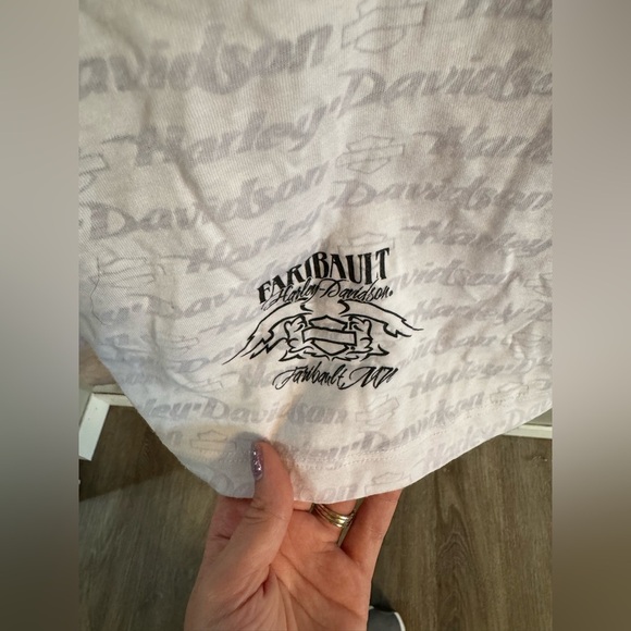 🔴Harley-Davidson White and Orange Long Sleeve Blouse - Picture 5 of 5